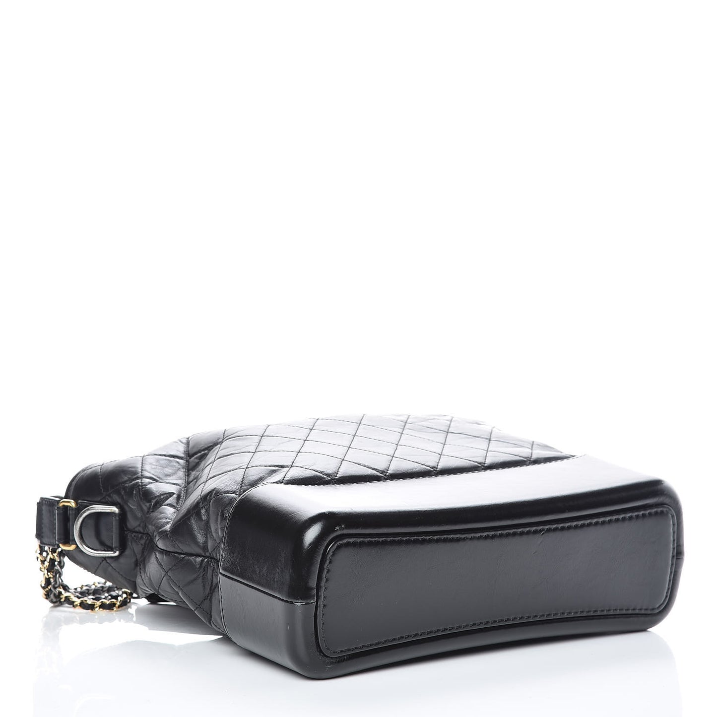 Aged Calfskin Quilted Large Gabrielle Hobo Black