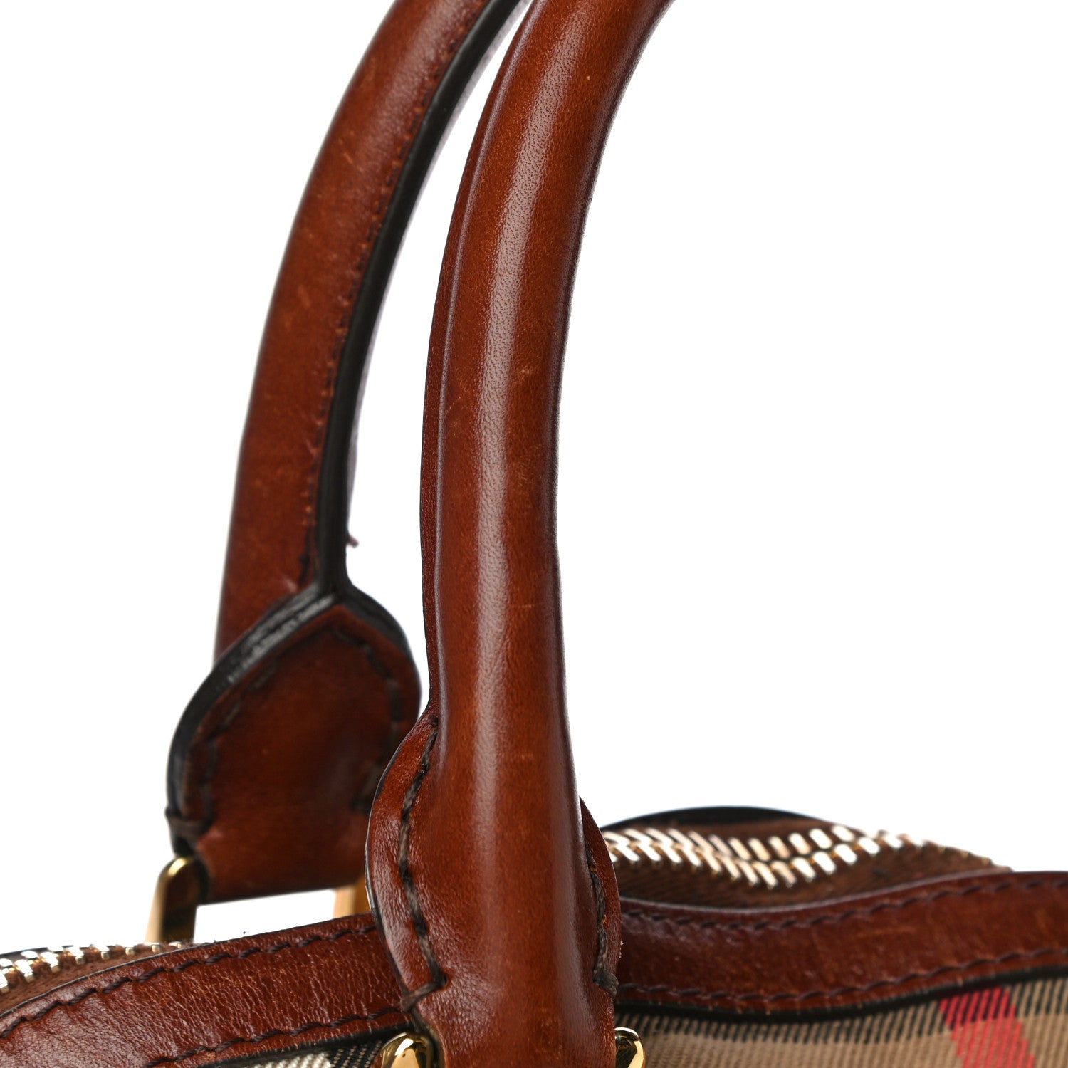 Burberry Bridle Calfskin House Check Small Orchard Bowling Bag Deep Claret 28 of 36