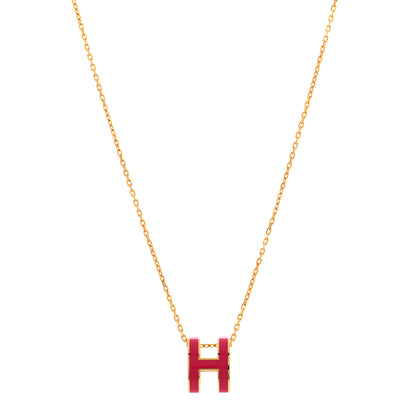 Hermes Lacquered Gold Pop H Pendant Necklace Rose Indien 1 of 7