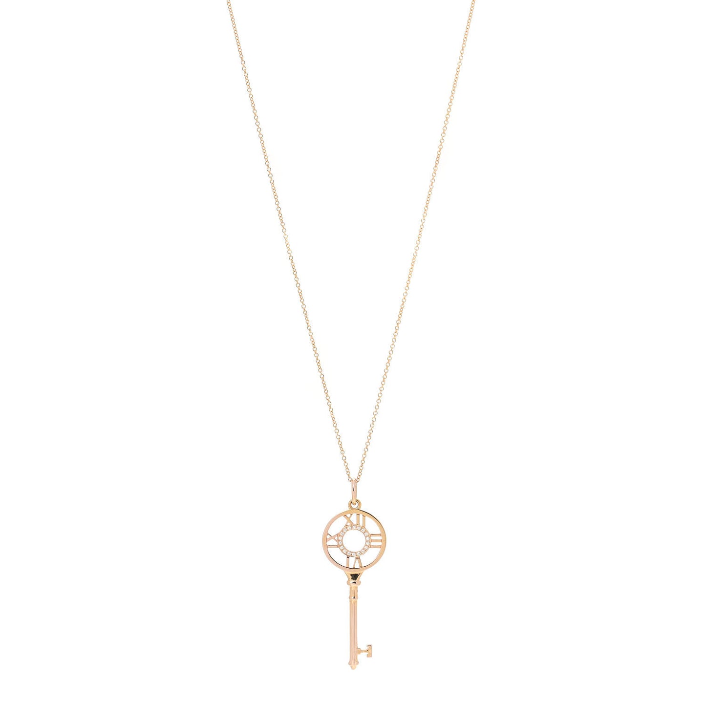18K Rose Gold Diamond Atlas Key Pendant Necklace
