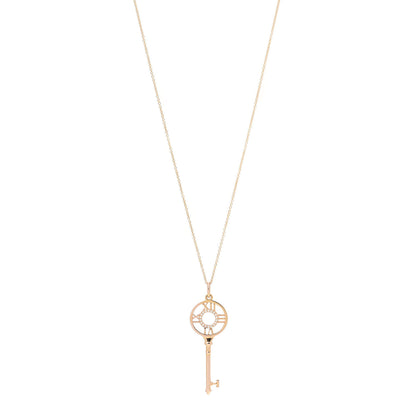 Tiffany 18K Rose Gold Diamond Atlas Key Pendant Necklace 1 of 7