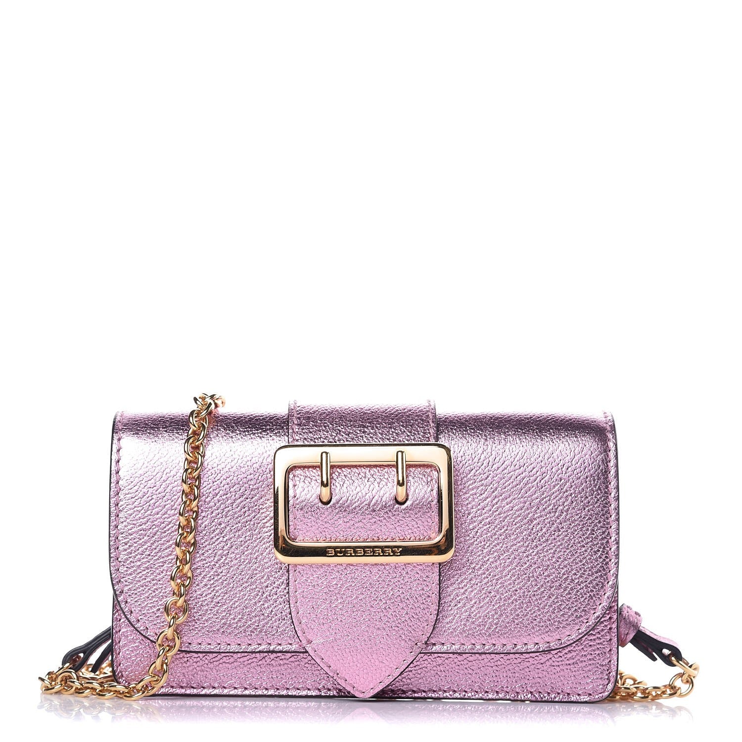Burberry Metallic Grainy Calfskin Mini Buckle Bag Pale Orchid 1 of 8