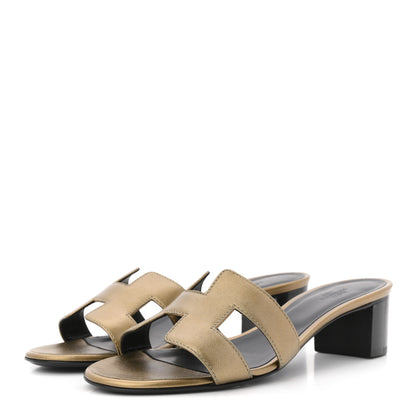 Hermes Metallic Madame Calfskin Oasis Sandals 38 Bronze 4 of 12
