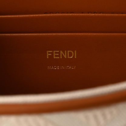 Fendi Canvas Vitello King Bi-Color Strap FF Embroidered Mini Baguette Poudre 6 of 10