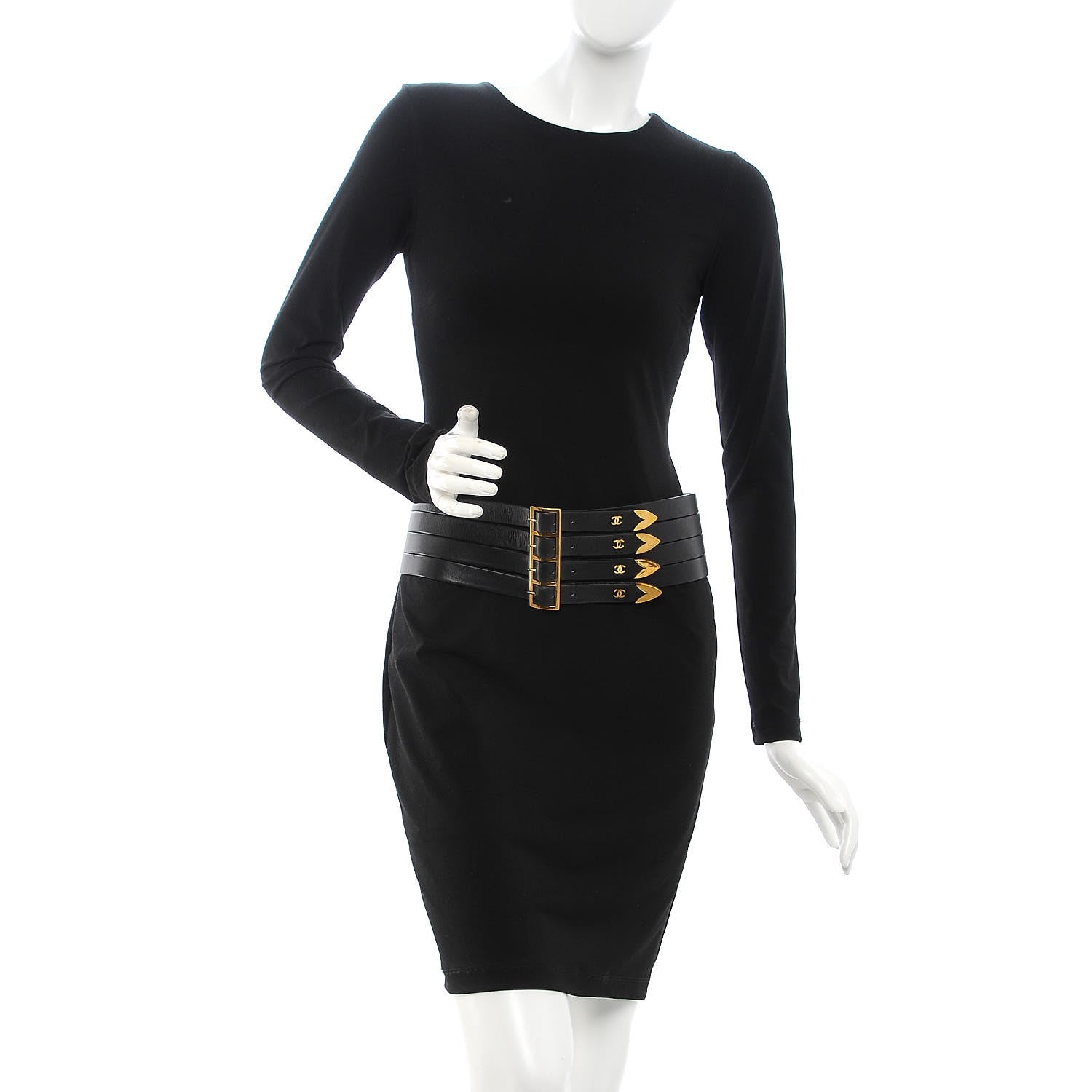 Chanel Lambskin CC Buckle Wide Belt 85 34 Black 2 of 8