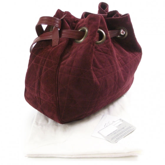 Suede Drawstring Cannage Bag Red