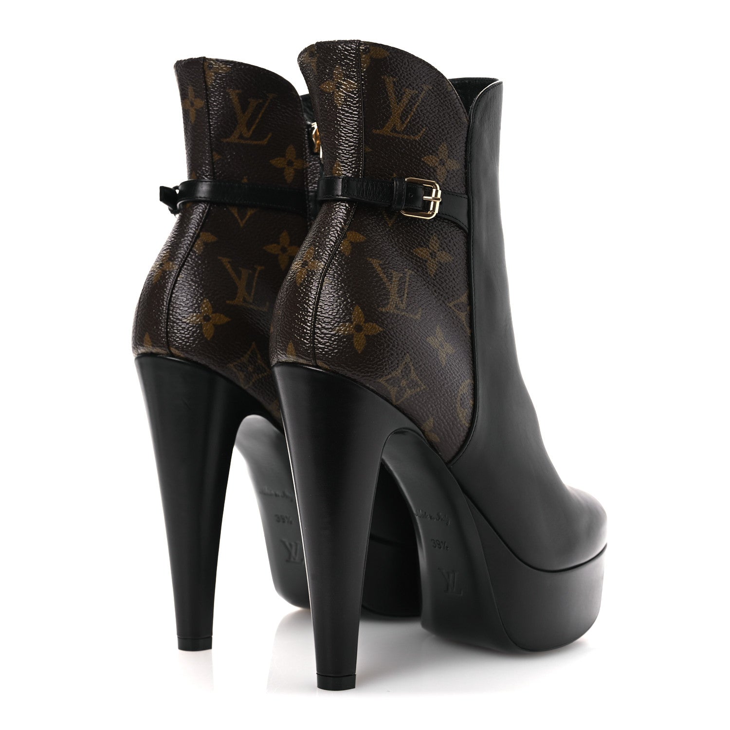 Louis Vuitton Calfskin Monogram Afterglow Platform Ankle Boots 39.5 Black 5 of 13