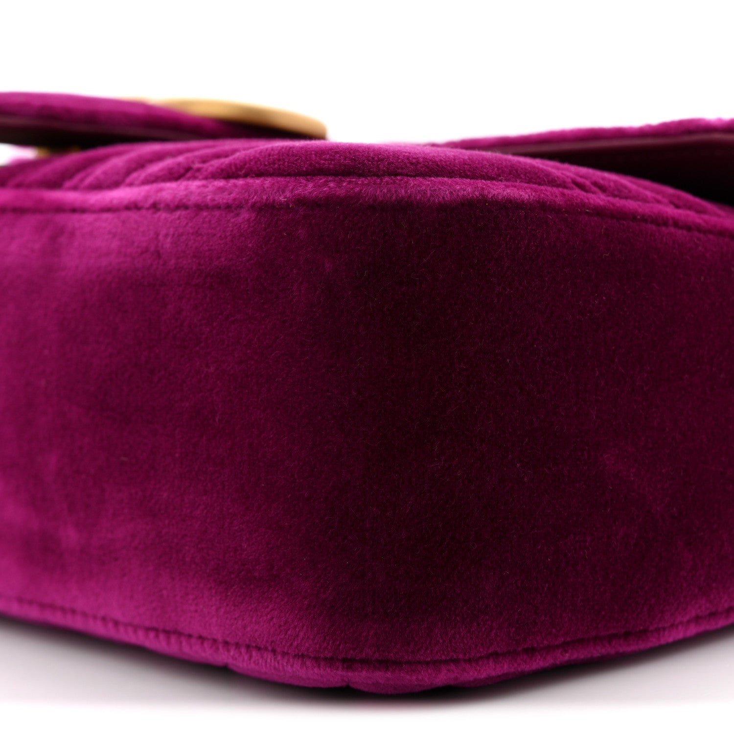 Gucci Velvet Matelasse Small GG Marmont Shoulder Bag Fuchsia Violet Cyclamen 10 of 10