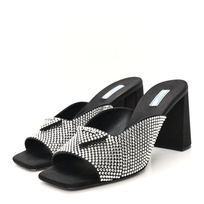 Prada Satin Crystal Logo 65mm Slide Sandals 41 Cristal 4 of 9