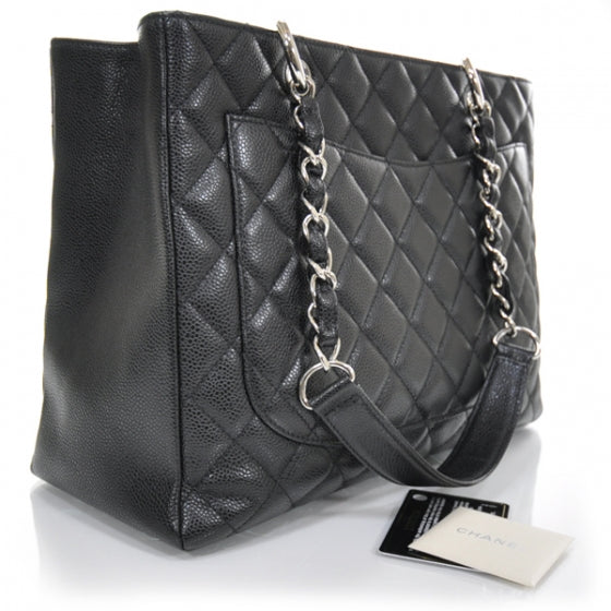 Caviar Quilted Grand Shopping Tote GST Black