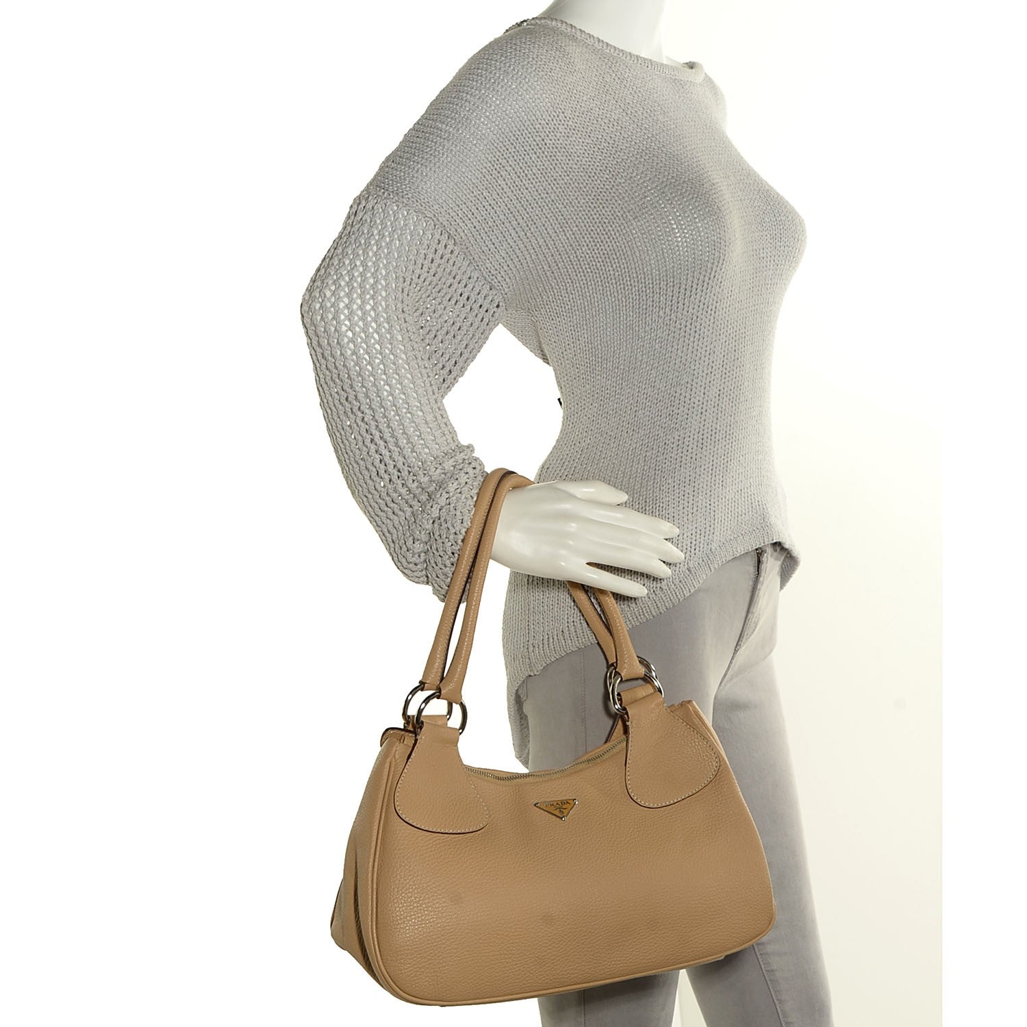 Prada Vitello Daino Shoulder Bag Sabbia 4 of 9