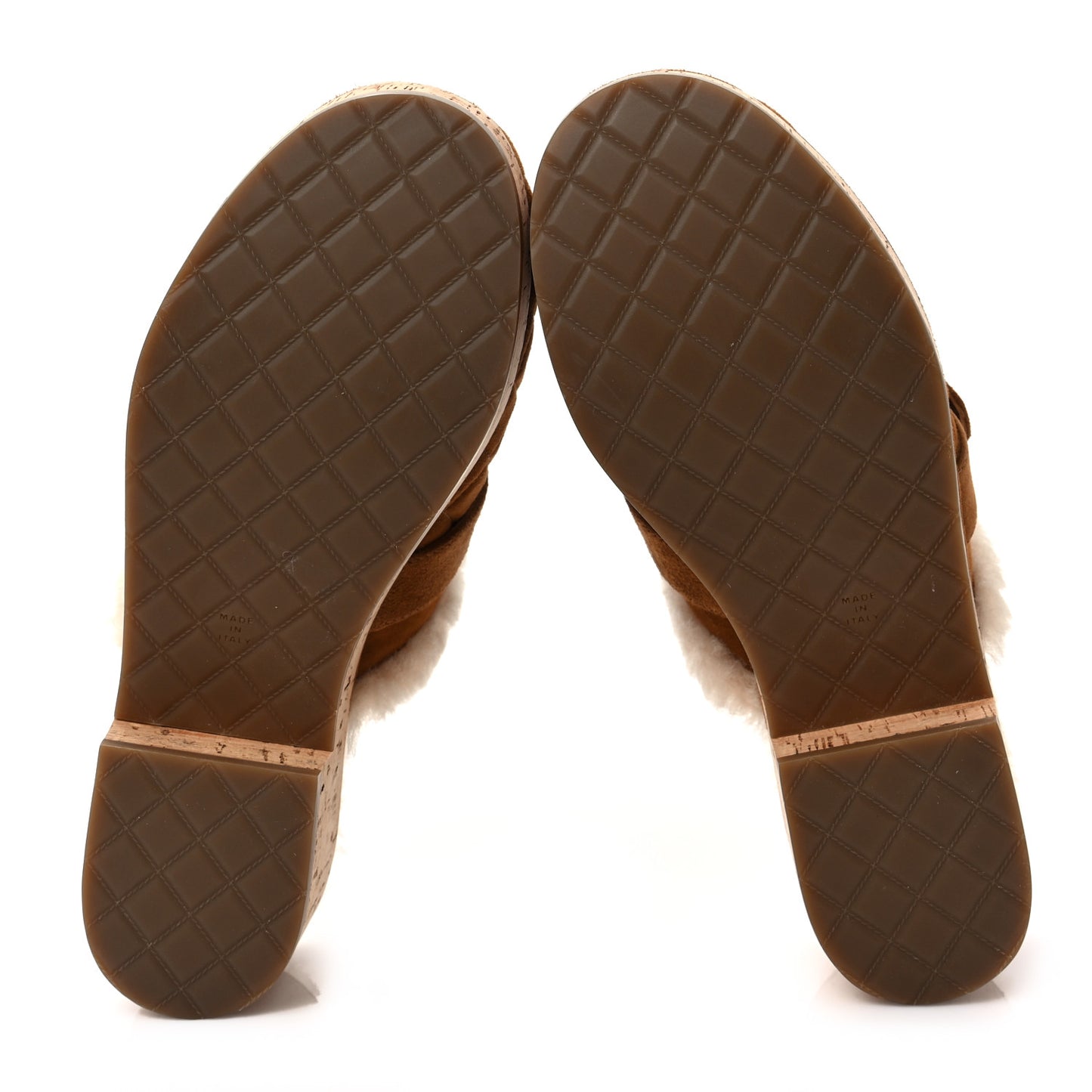 Suede Calfskin Shearling Turn Lock Clogs 36 Brown