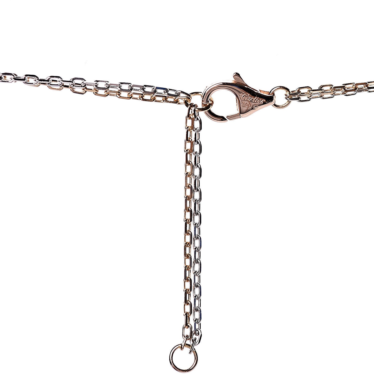 Cartier 18K White Pink Gold Diamond Three Ring LOVE Pendant Necklace 6 of 6