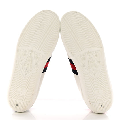 Gucci Calfskin Web Bosco Embroidered Ace Sneakers 38 White 6 of 11