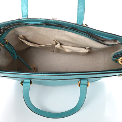 Gucci Textured Calfskin Medium Bright Bit Tote Blue 6 of 10