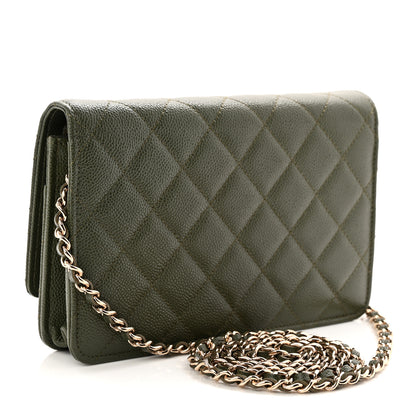 Chanel Caviar Quilted Multi Chain Wallet On Chain WOC Khaki 3 of 12