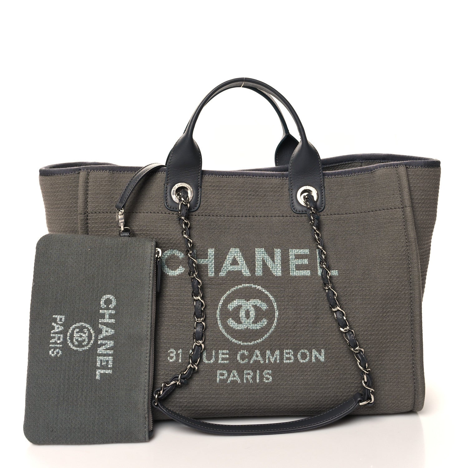 Chanel Mixed Fibers Medium Deauville Tote Grey 3 of 11