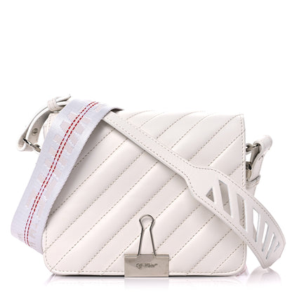 Off-White Calfskin Striped Diag Binder Flap Bag White 1 of 13