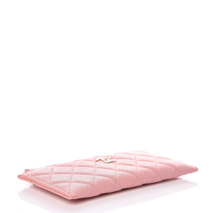 Chanel Iridescent Caviar Quilted Classic Zip Pouch Rose Pink 4 of 8