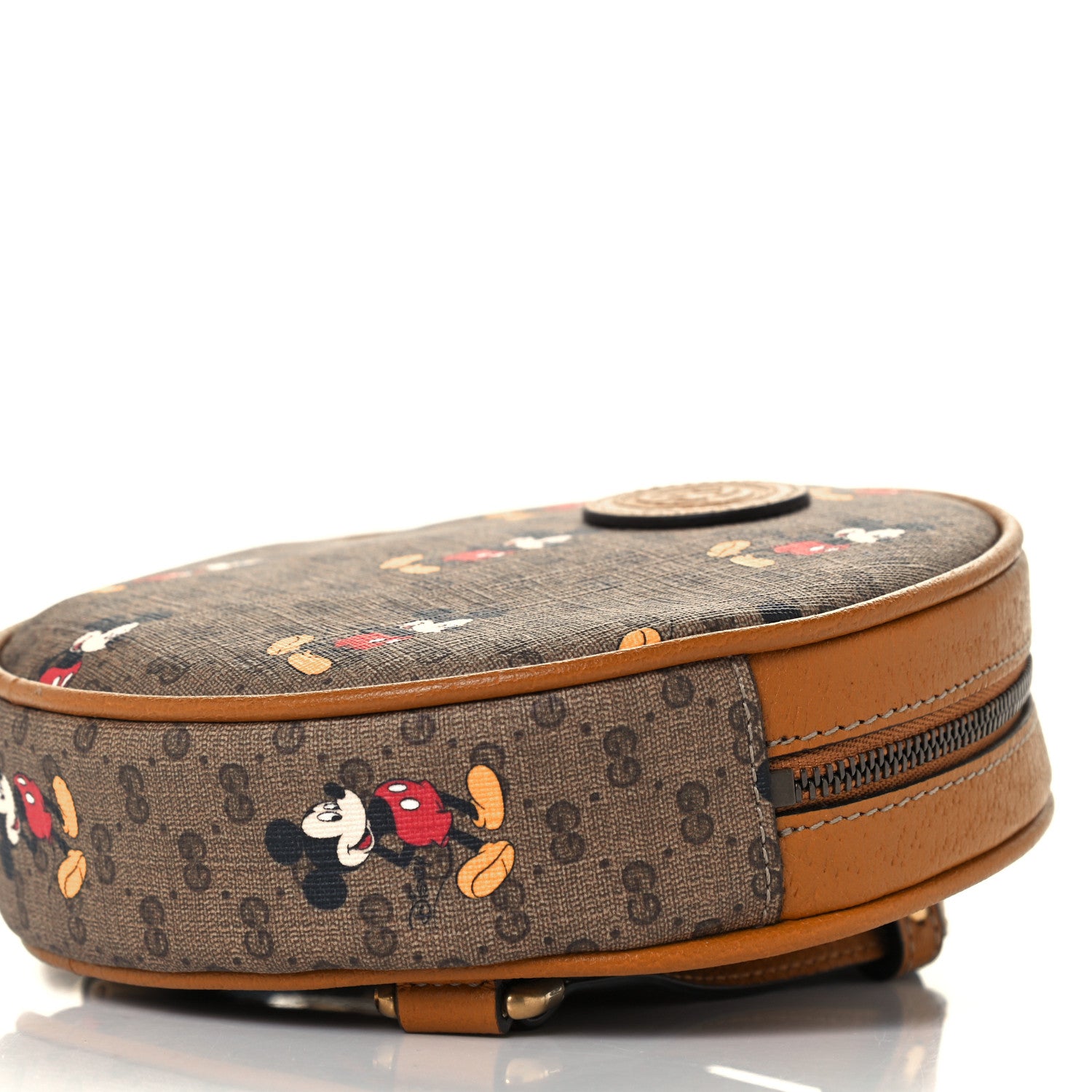Gucci X DISNEY Mini Vintage GG Supreme Monogram Mickey Mouse Round Backpack Beige Vintage Sun Oil 8 of 8