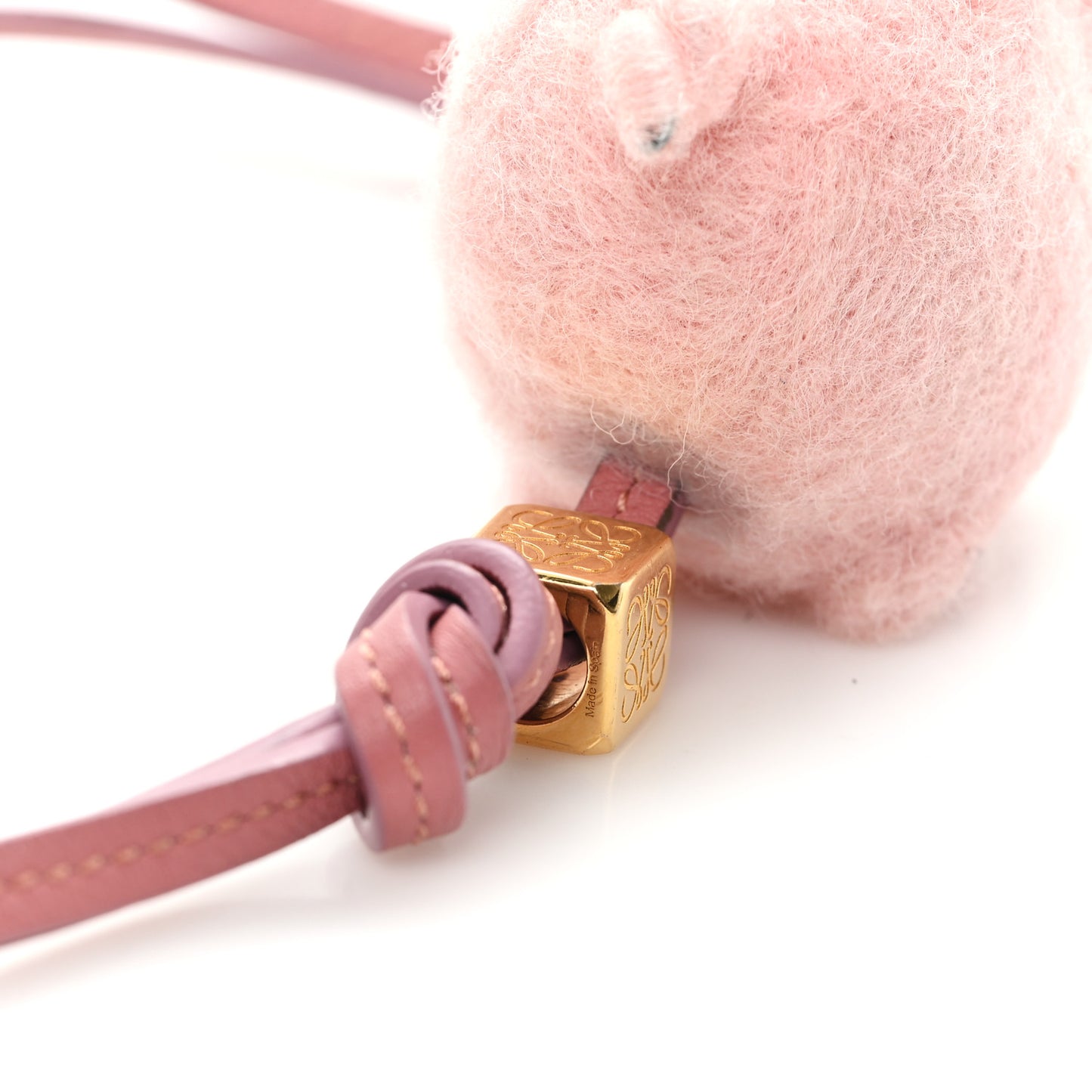Calfskin Felt Pig Charm Pink Tan