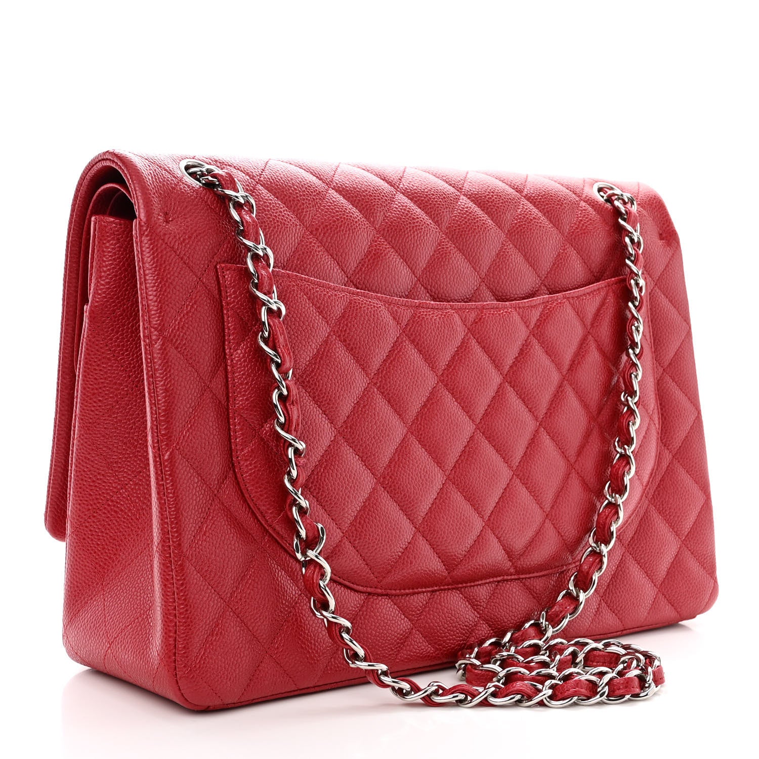 Chanel Iridescent Caviar Quilted Maxi Double Flap Red 3 of 11