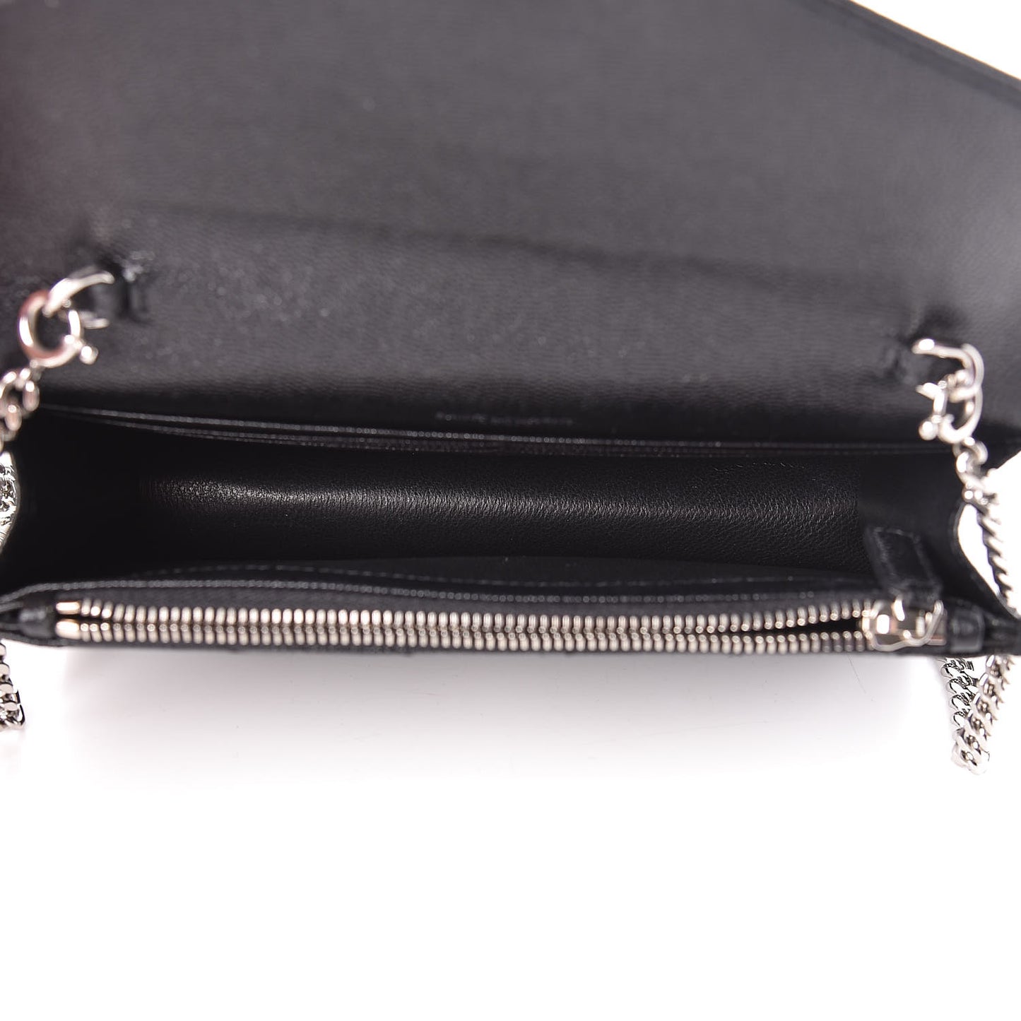 Grain De Poudre Matelasse Chevron Monogram Envelope Chain Wallet Black