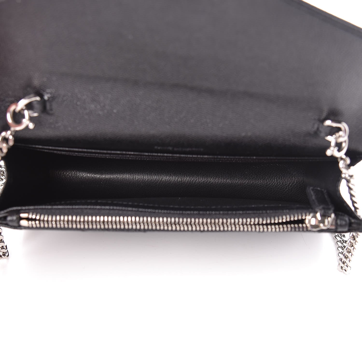 Saint Laurent Grain De Poudre Matelasse Chevron Monogram Envelope Chain Wallet Black 5 of 11