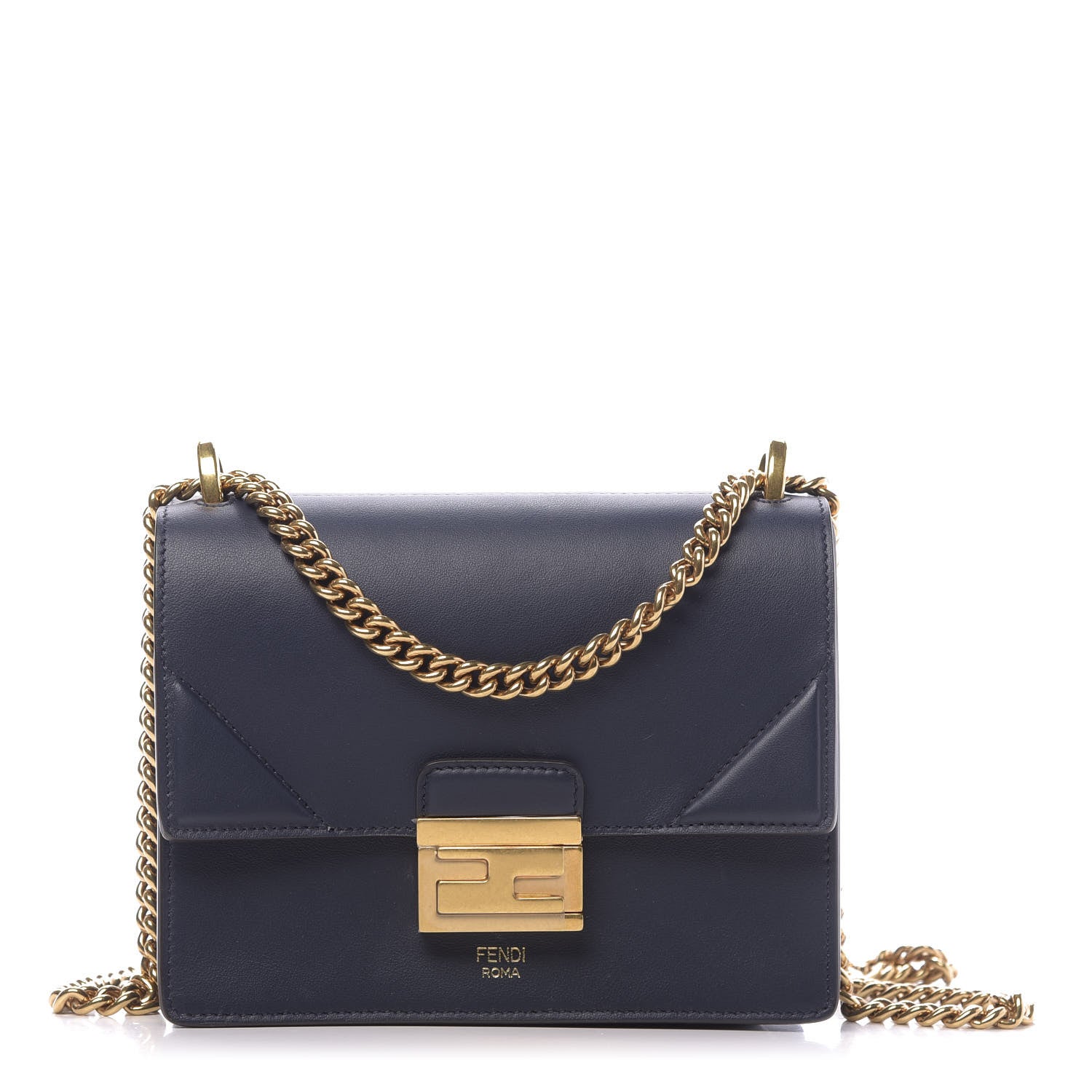 Fendi Vitello Grace Matte Small Kan U Shoulder Bag Midnight 1 of 11