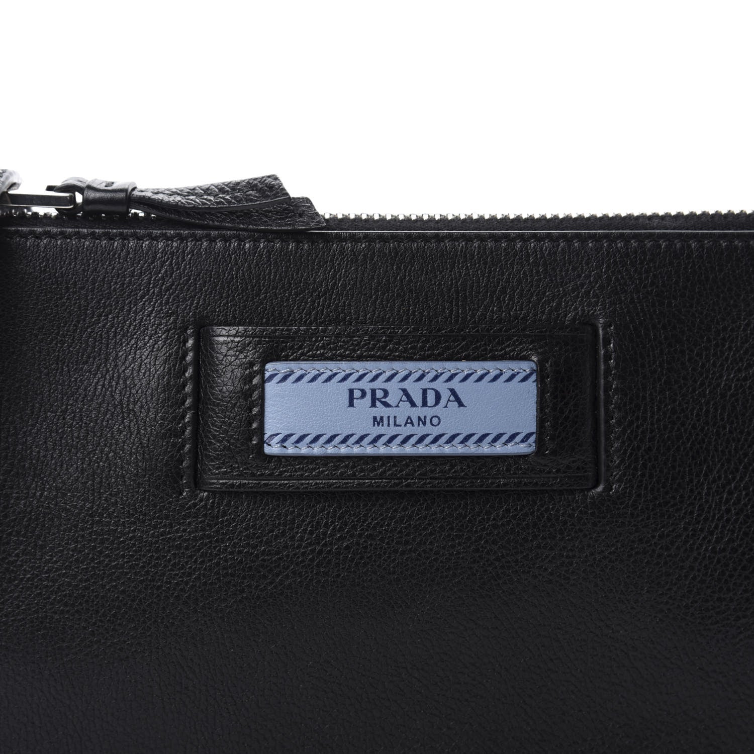 Prada Glace Calf Etiquette Clutch Black 9 of 9