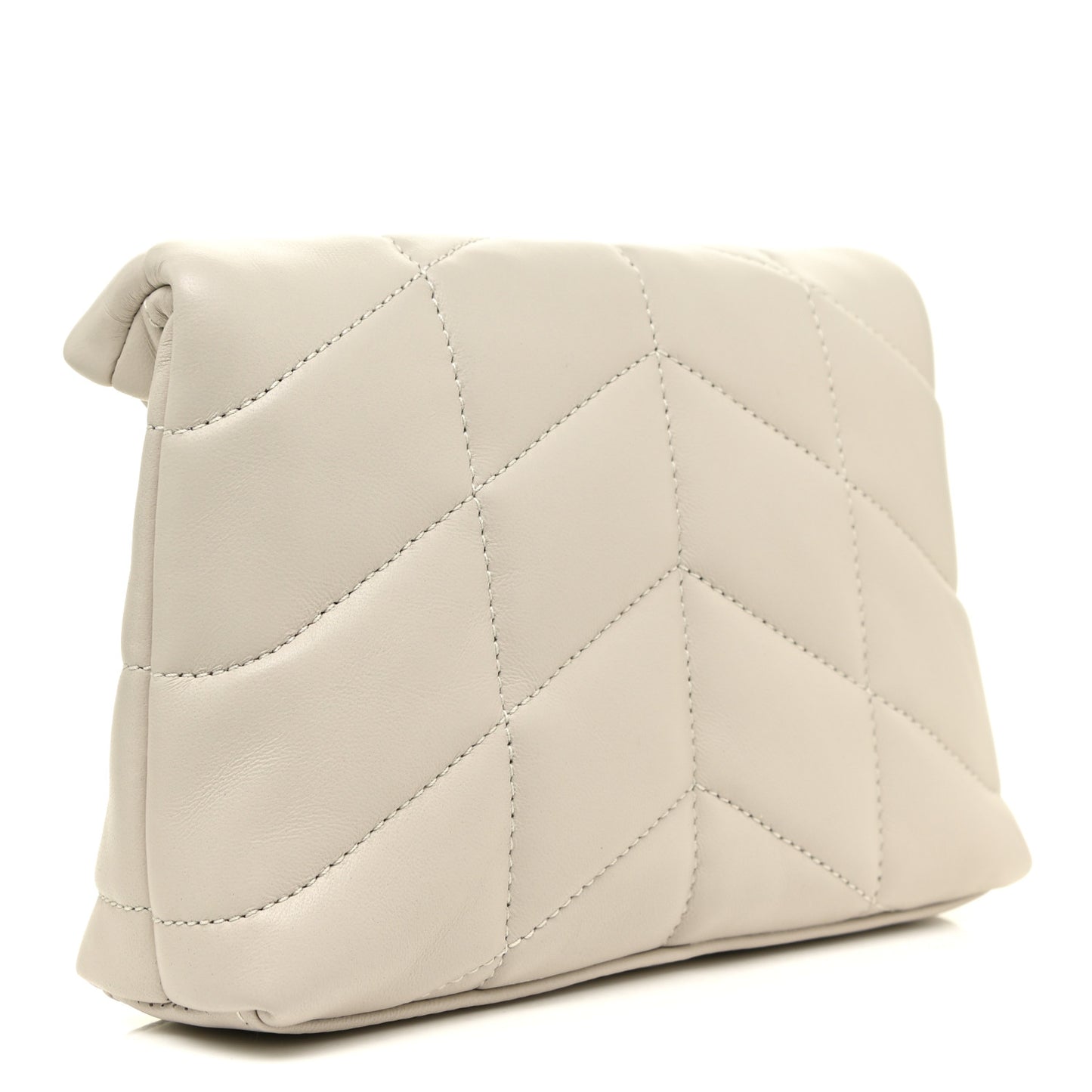 Lambskin Monogram Loulou Puffer Pouch Clutch Crema Soft