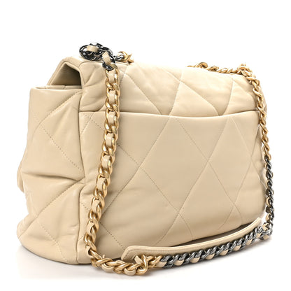Chanel Lambskin Quilted Maxi Chanel 19 Flap Beige 3 of 10
