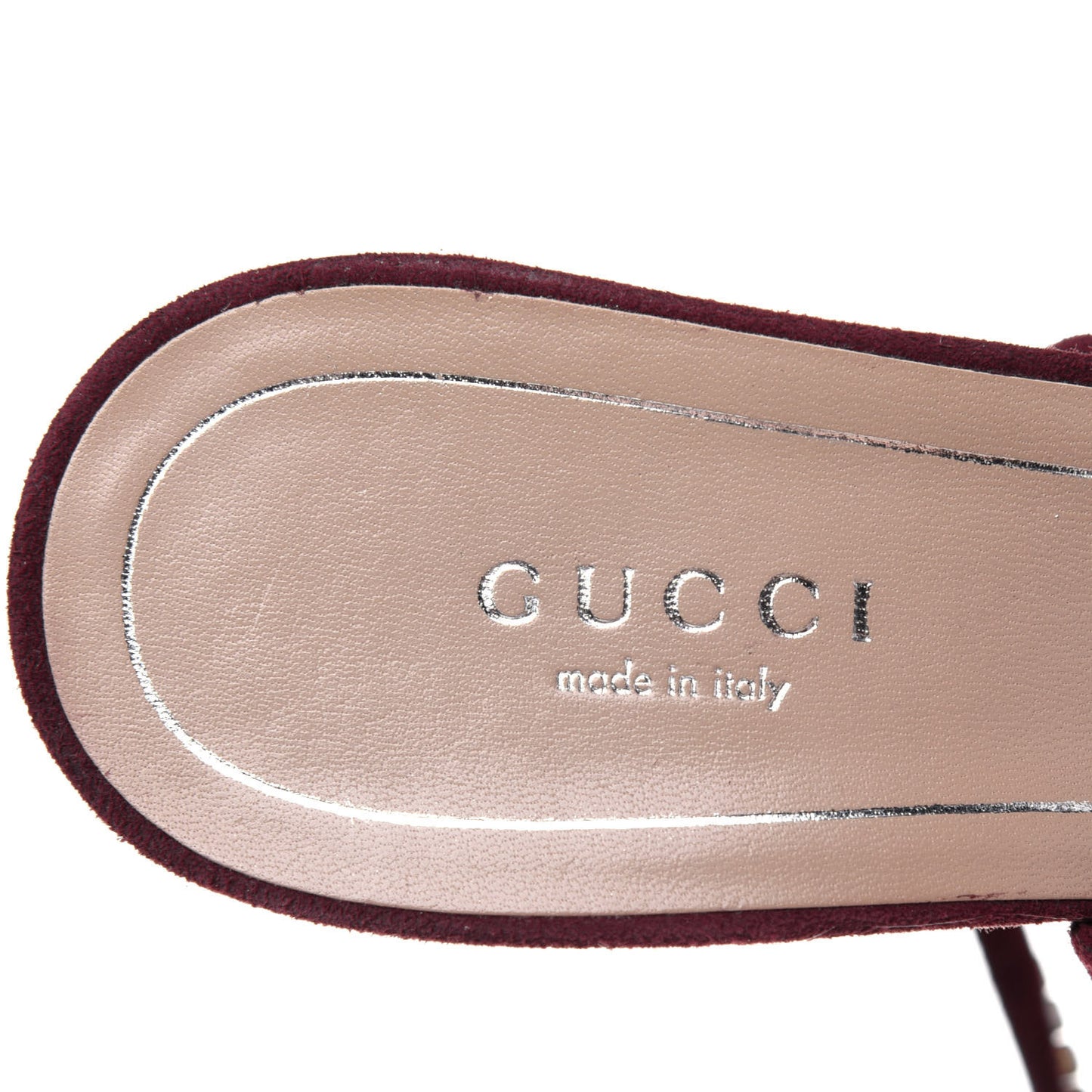 Suede Crystal Ankle Strap Sandals 37.5 Burgundy