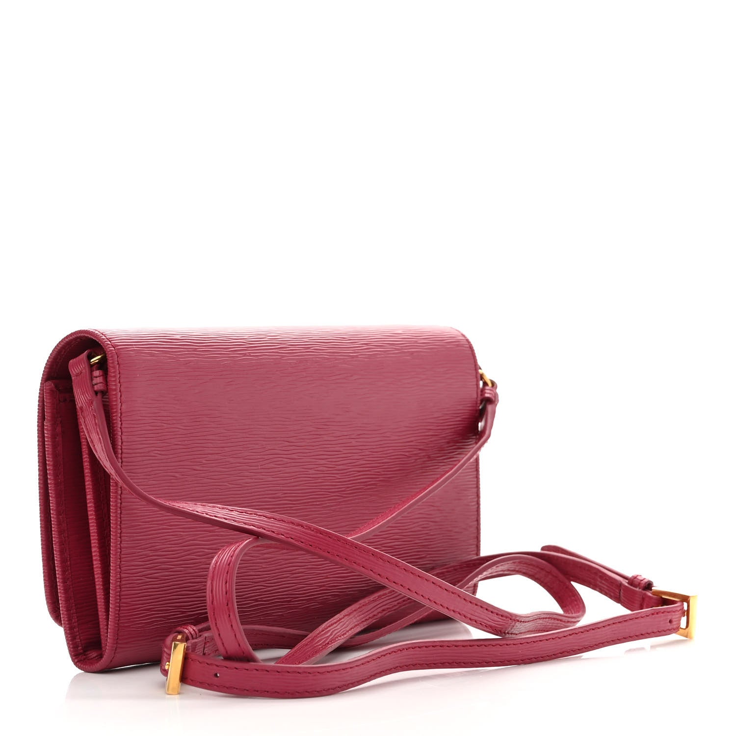 Prada Saffiano Metal Mini Crossbody Wallet Ibisco 3 of 10