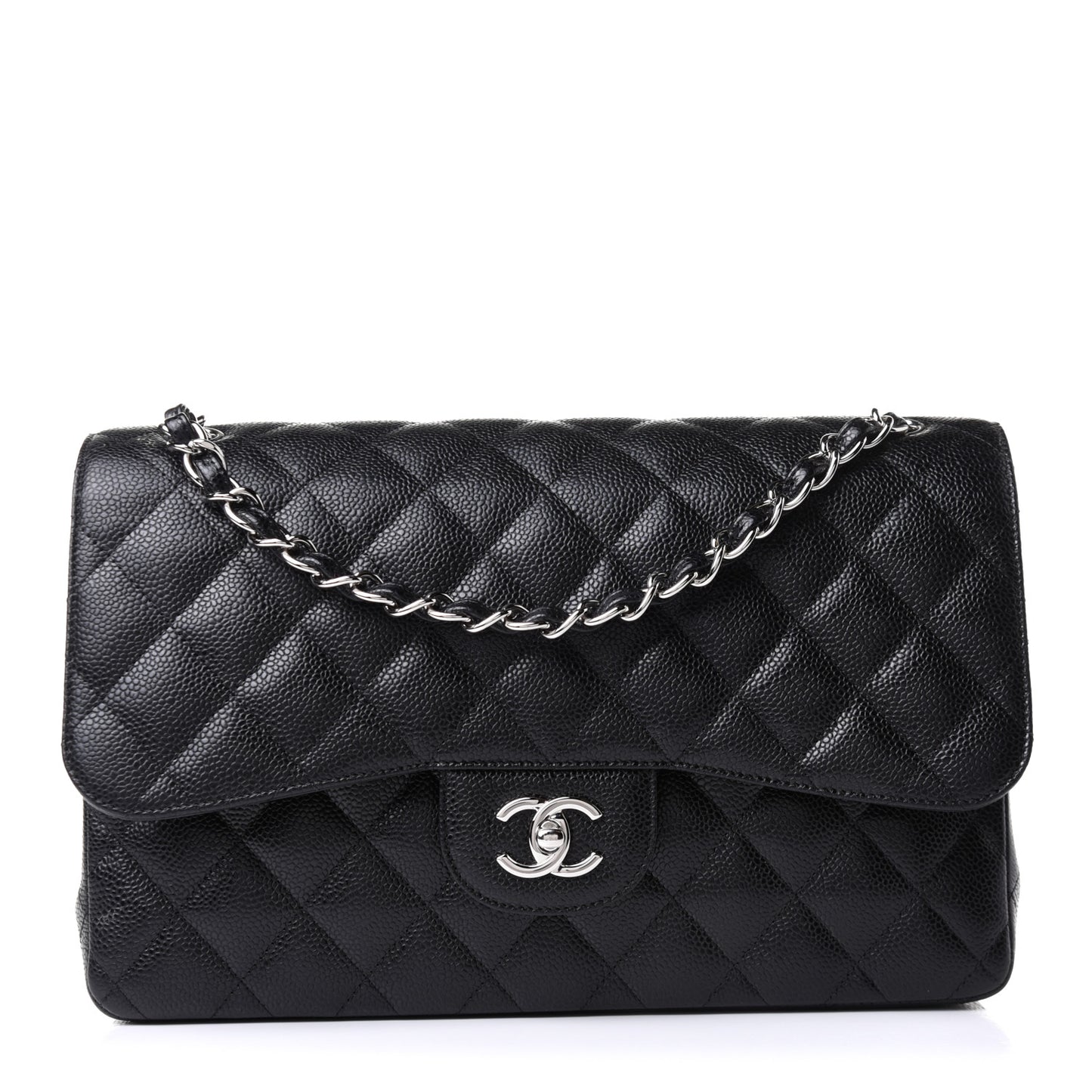 Caviar Quilted Jumbo Double Flap Black