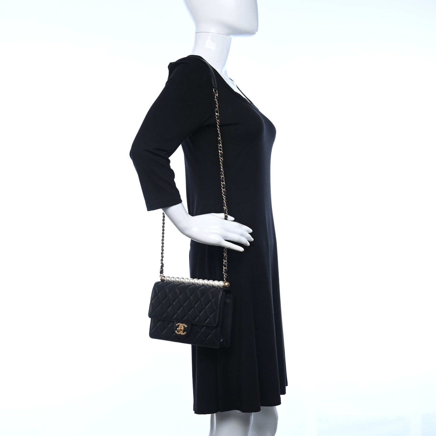 Chanel Goatskin Quilted Logo Small Chic Flap Black 2 of 18
