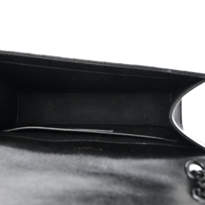 Saint Laurent Grain De Poudre Textured Mixed Matelasse Triquilt Medium Monogram Monochrome Satchel Black 5 of 8