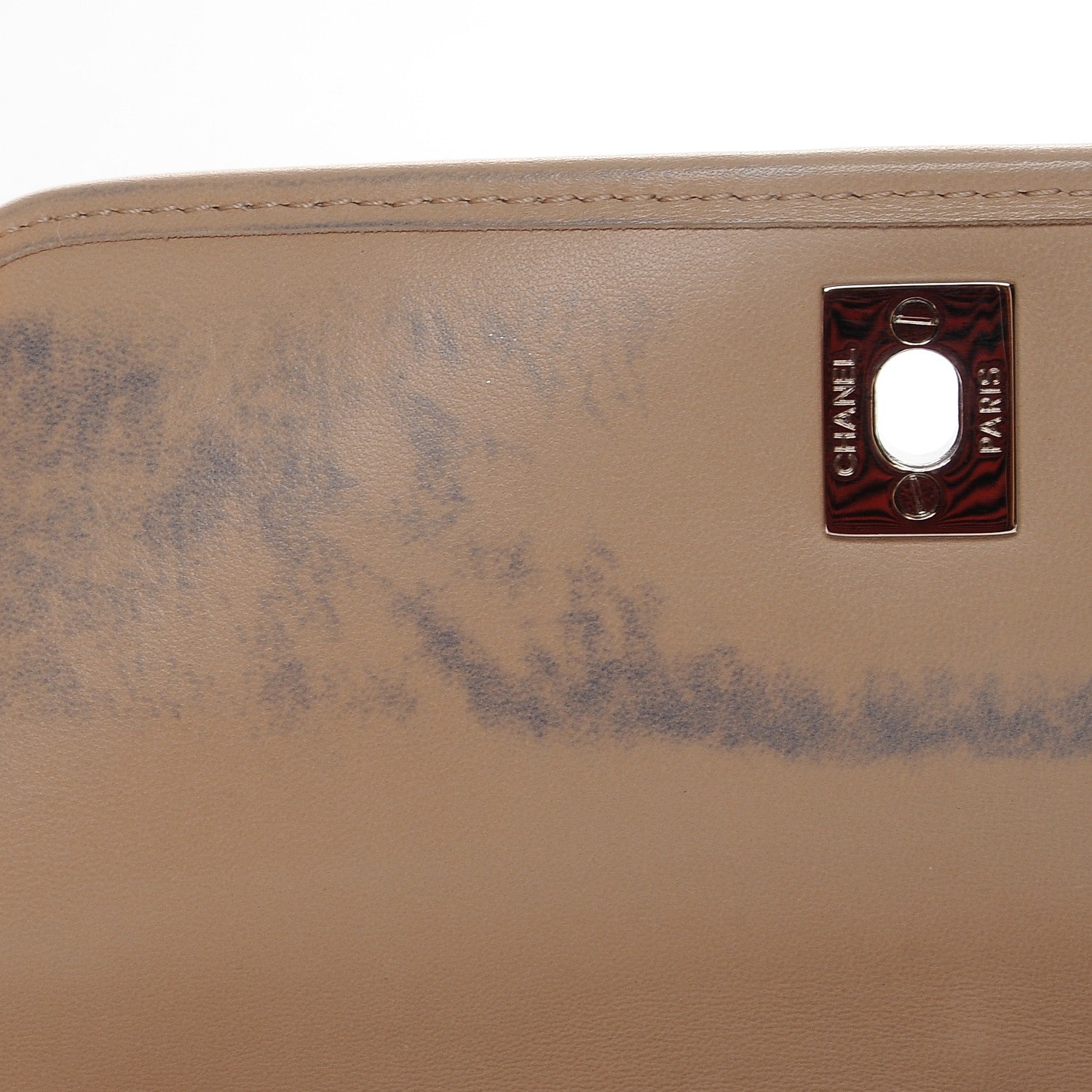 Chanel Patent Lambskin Medium Chocolate Bar Flap Navy Beige 8 of 13