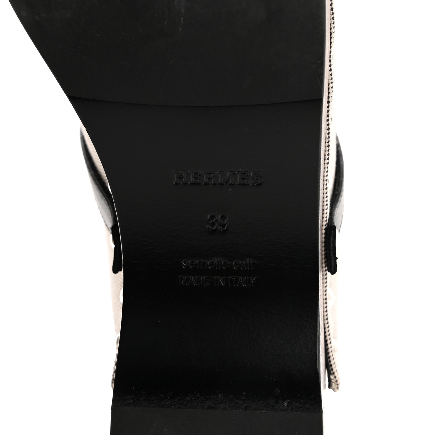 Hermes H Canvas Calfskin Carlotta Mules 39 Prunoir Black 8 of 9