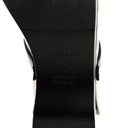 Hermes H Canvas Calfskin Carlotta Mules 39 Prunoir Black 8 of 9