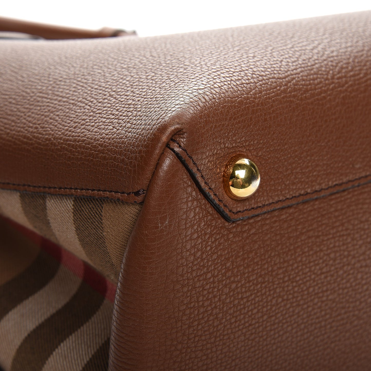 Grainy Calfskin House Check Medium Banner Tote Tan