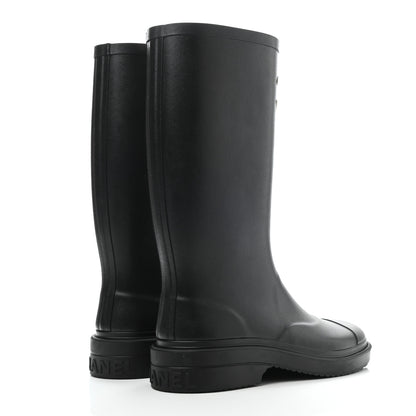 Chanel Caoutchouk CC High Boots 37 Black 4 of 8
