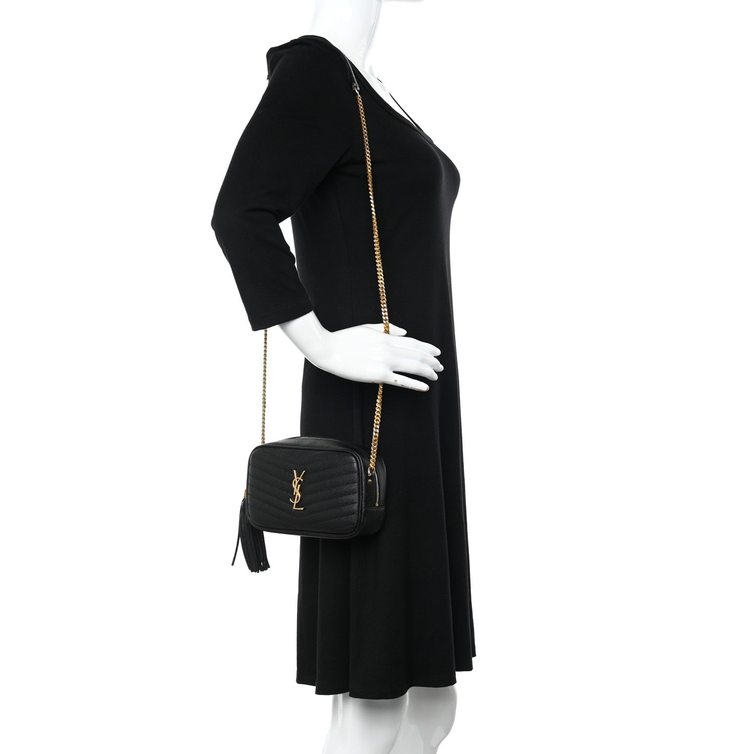 Saint Laurent Grain De Poudre Matelasse Monogram Mini Lou Camera Bag Black 2 of 9