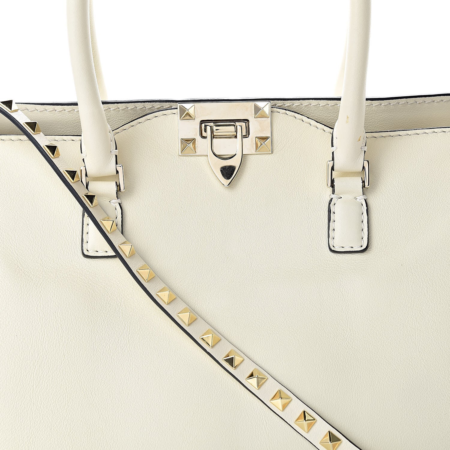 Valentino Garavani Vitello Rockstud Double Handle Tote Ivory 7 of 14