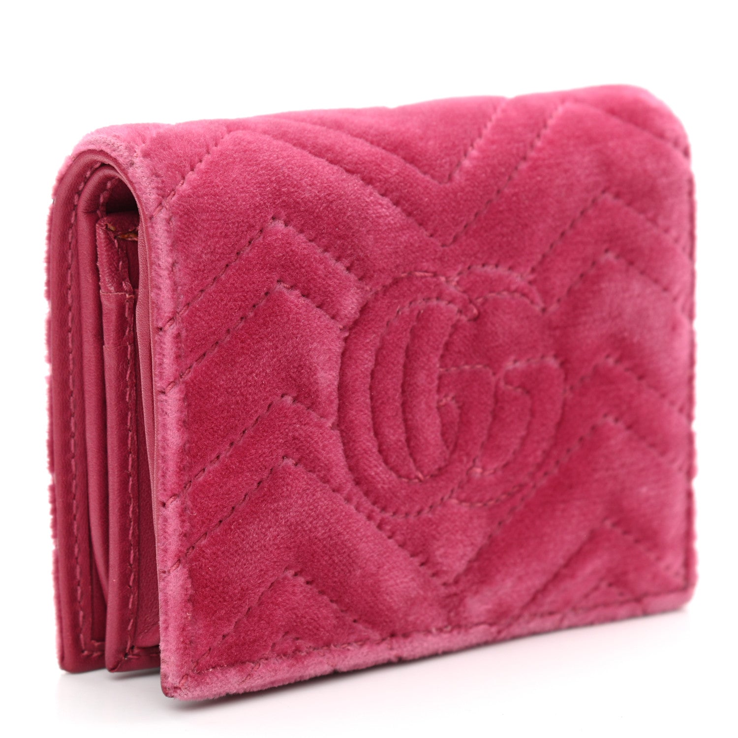 Gucci Velvet Matelasse Pearl Love Embroidered GG Marmont Card Case Wallet Light Raspberry Rose 3 of 10