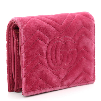 Gucci Velvet Matelasse Pearl Love Embroidered GG Marmont Card Case Wallet Light Raspberry Rose 3 of 10