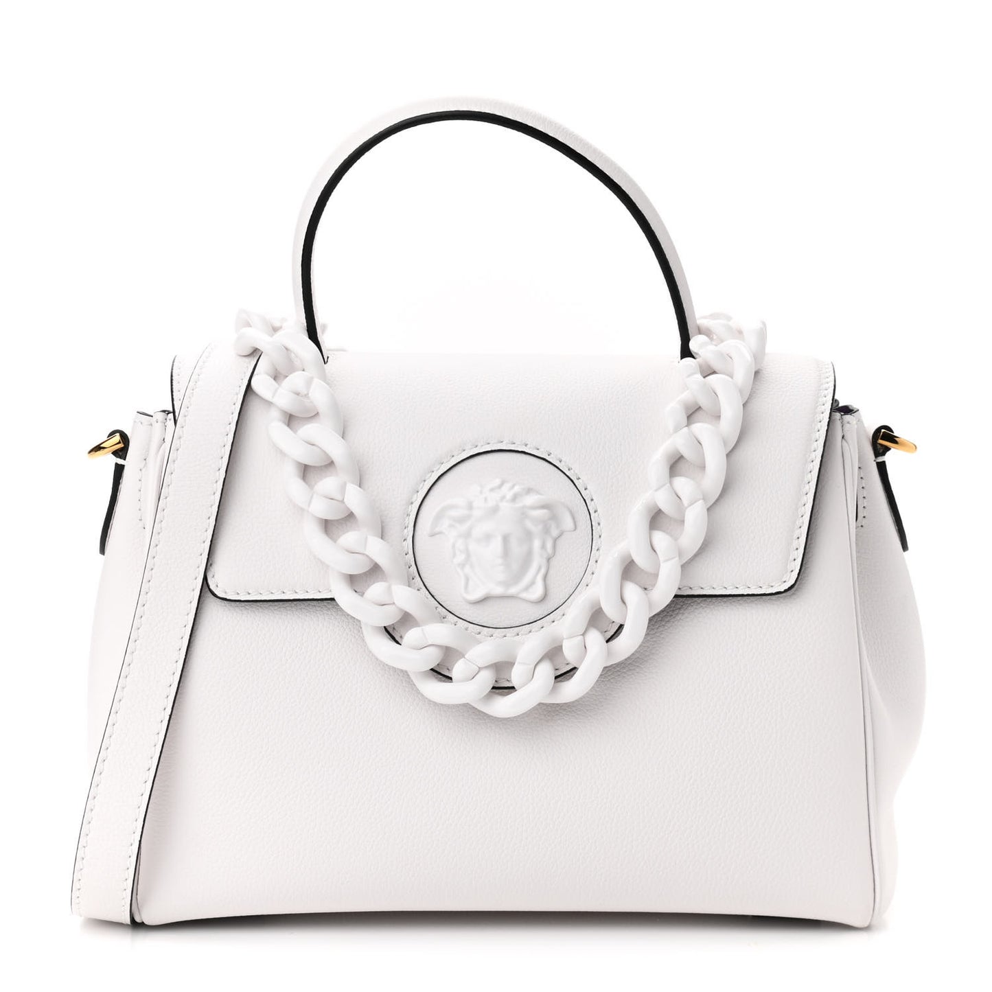 Calfskin Medium La Medusa Top Handle Handbag Optical White