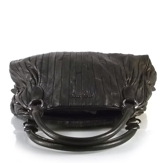 Miu Miu Leather Plisse Shopping Tote Black 3 of 8