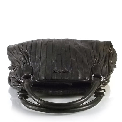 Miu Miu Leather Plisse Shopping Tote Black 3 of 8