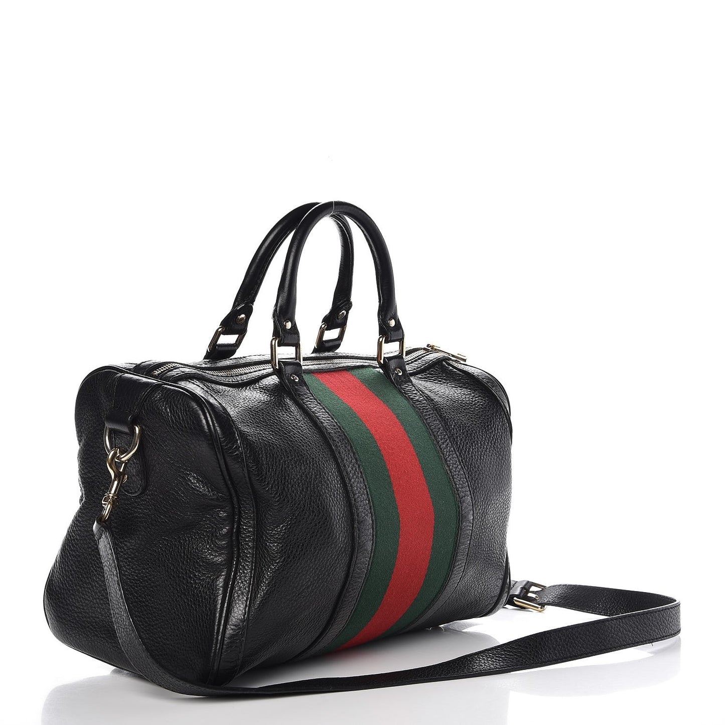 Calfskin Vintage Web Medium Boston Black